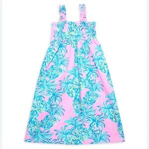 Lilly Pulitzer Jeanie Smocked Maxi Dress Pelican Pink Beat The Heat | 10